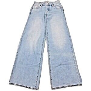 S.O.N.G Women's Wide Leg Jeans 0/23 Light Wash Denim Mid Rise Cotton